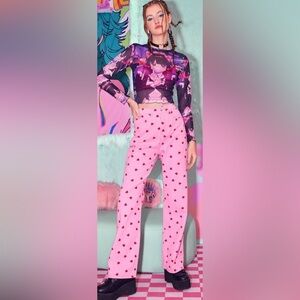 Romwe Women’s Chan Ran Anime Sheer Mesh Crop Top Kawaii Y2K Harajuku Goth Small